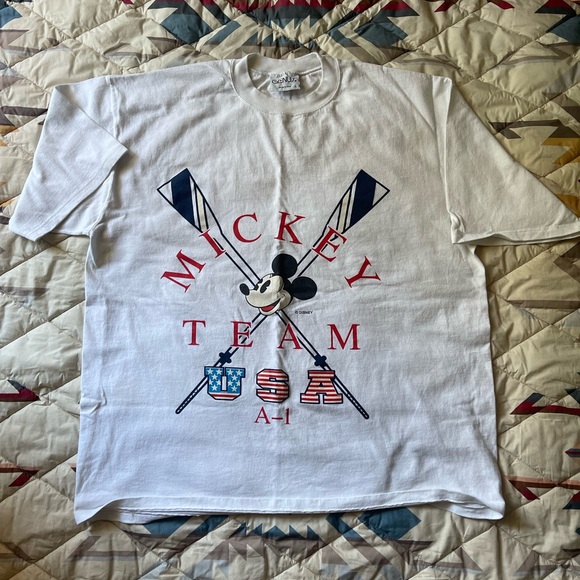 Vintage Mickey Mouse Team USA Rowing Graphic Tee - Picture 1 of 3
